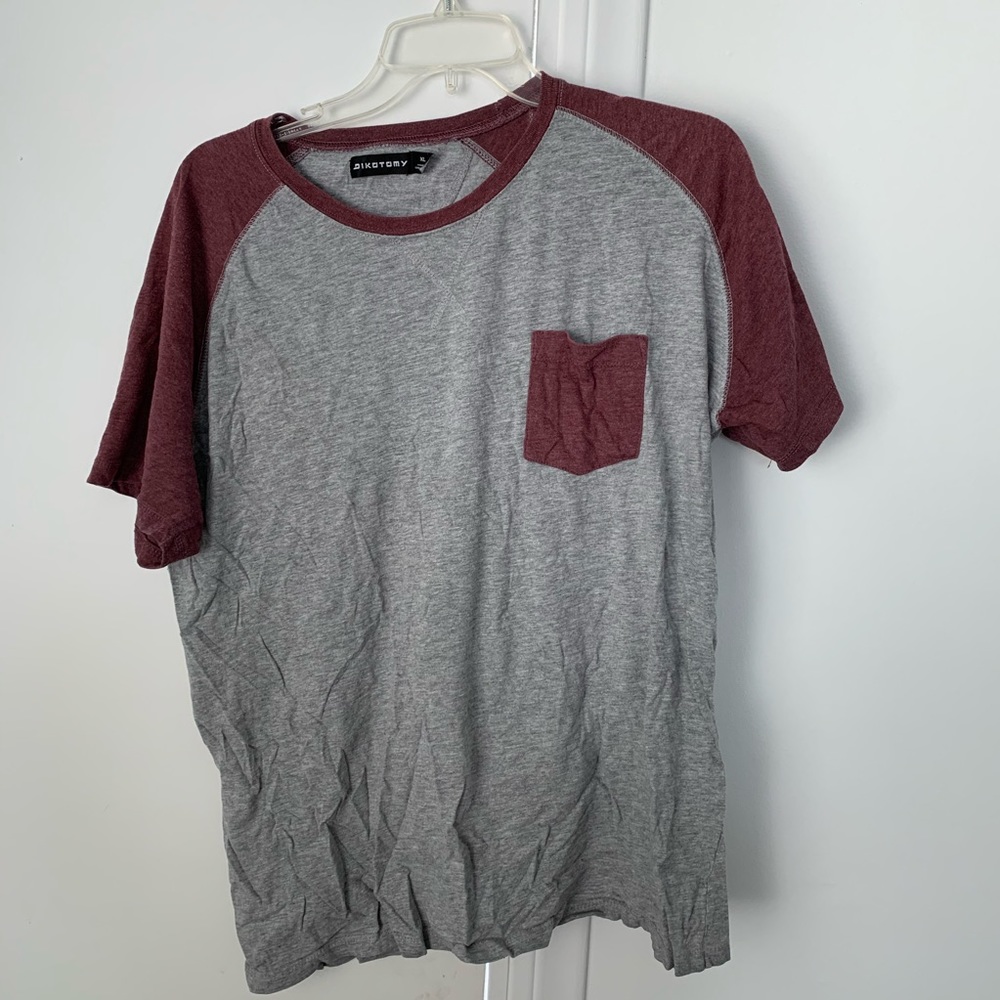 Grey and Red Pocket Tee